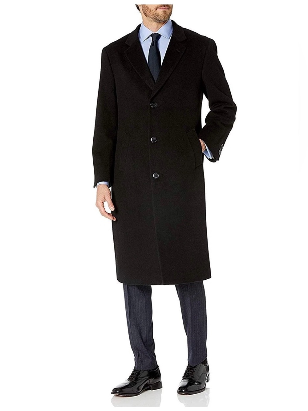 Hart Schaffer Marx Black Wool Coat.  Size 44L. New with tags never worn